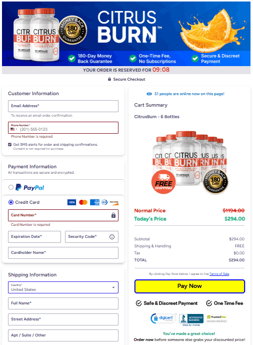 CitrusBurn-checkout-page